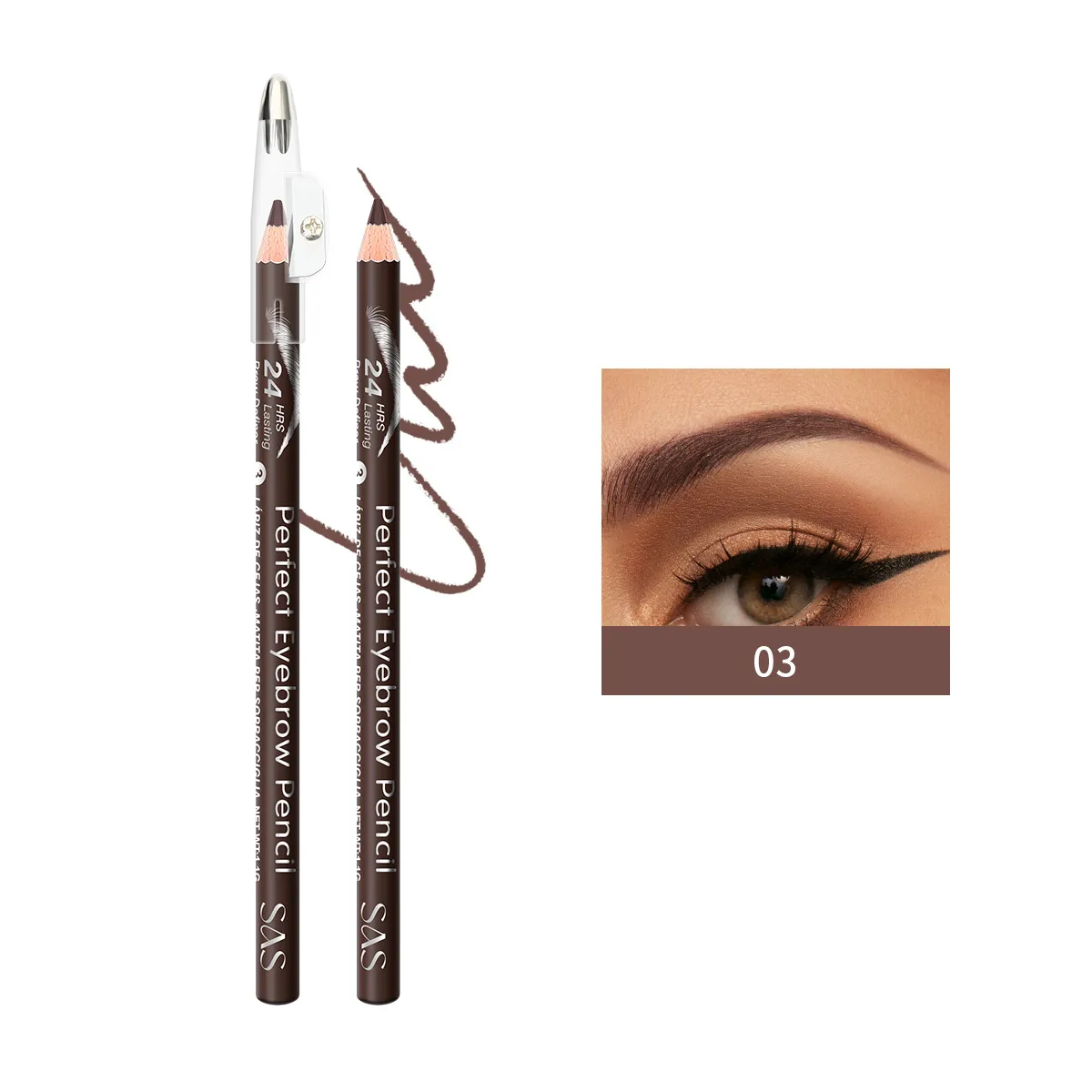 SAS Waterproof Long-Lasting Natural Brow Pen SAP007 11 sas brow pen waterproof non fading brow tint natural long lasting sap007 SPU947535449097 9965