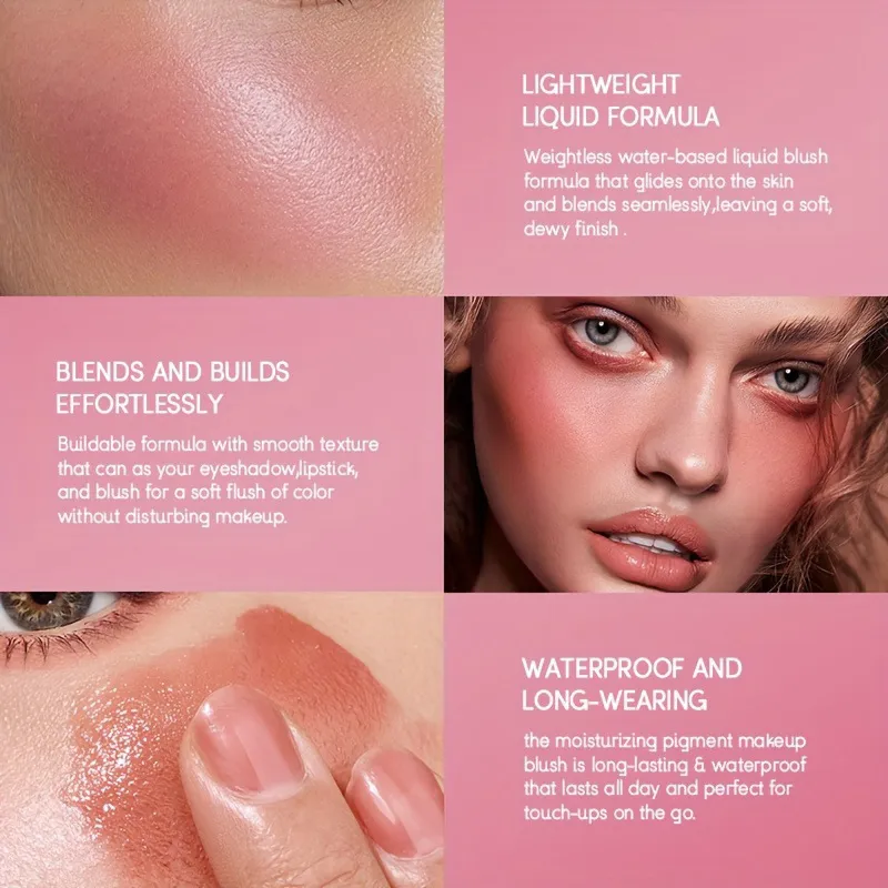 USHAS 4-Color Liquid Blush Eyeshadow Lip Cheek Shimmer FS324 2 ushas 4 color liquid blush eyeshadow lip cheek dual use contour natural fine shimmer fs324 SPU929510167685 8244