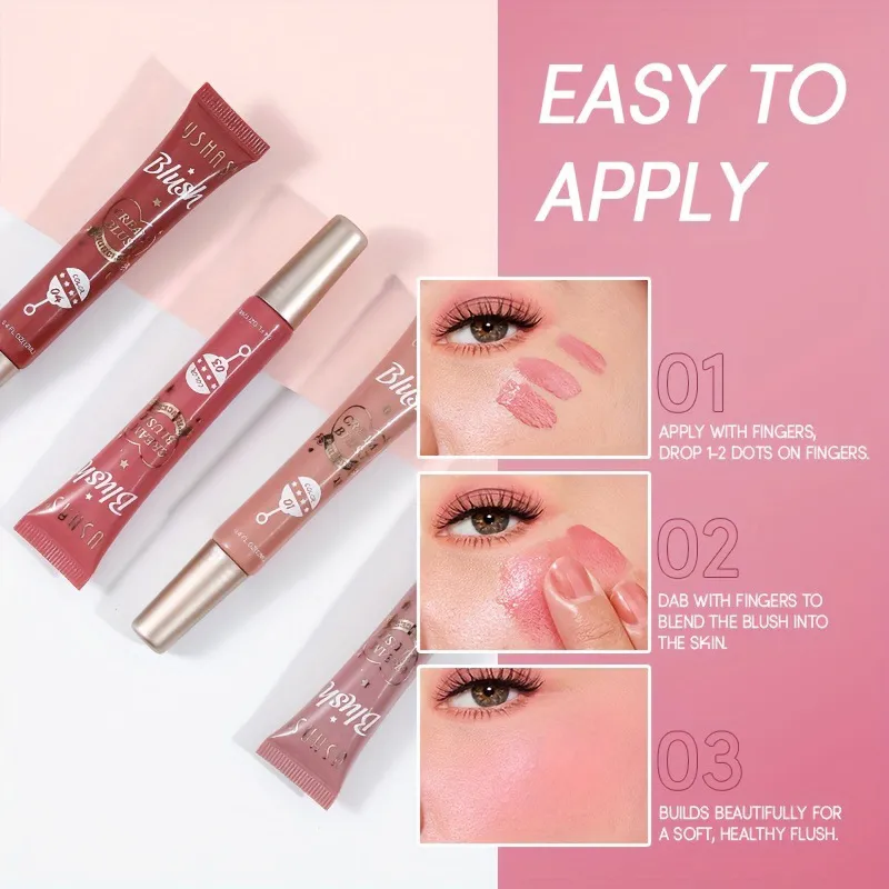 USHAS 4-Color Liquid Blush Eyeshadow Lip Cheek Shimmer FS324 5 ushas 4 color liquid blush eyeshadow lip cheek dual use contour natural fine shimmer fs324 SPU929510167685 8247