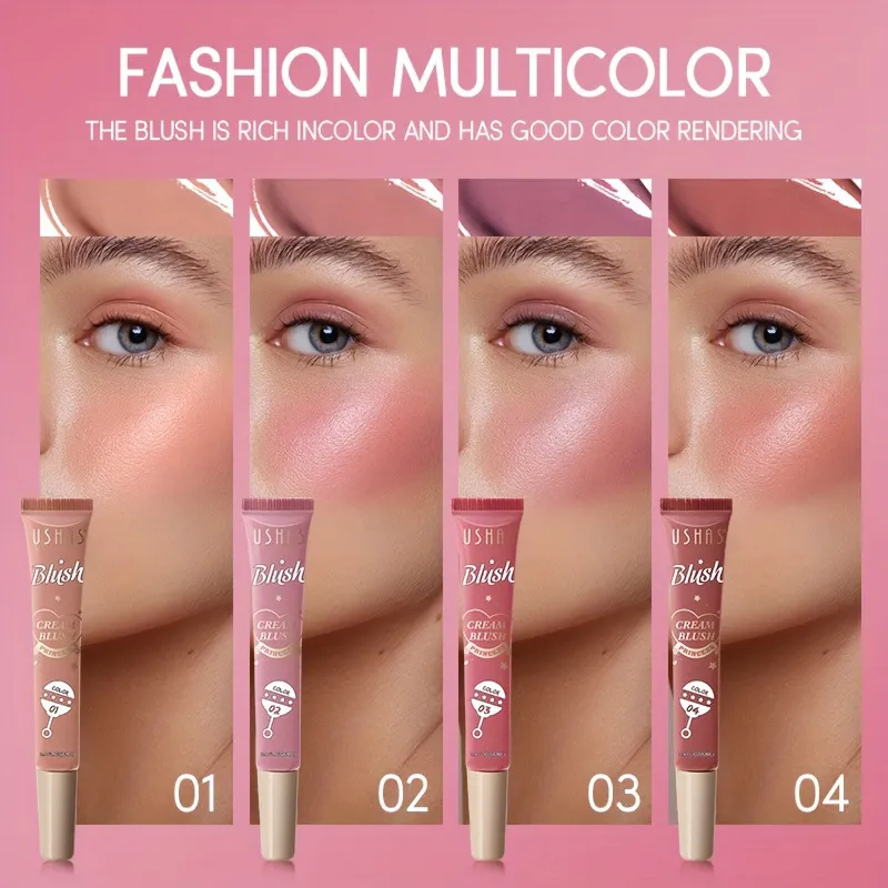 USHAS 4-Color Liquid Blush Eyeshadow Lip Cheek Shimmer FS324 7 ushas 4 color liquid blush eyeshadow lip cheek dual use contour natural fine shimmer fs324 SPU929510167685 8249