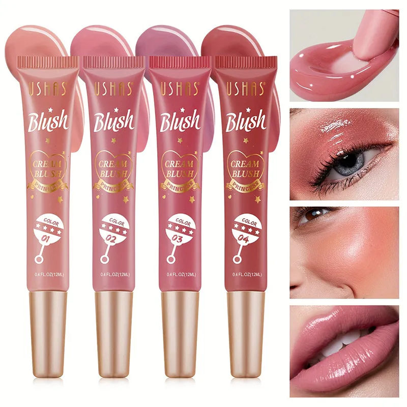 USHAS 4-Color Liquid Blush Eyeshadow Lip Cheek Shimmer FS324 9 ushas 4 color liquid blush eyeshadow lip cheek dual use contour natural fine shimmer fs324 SPU929510167685 8251