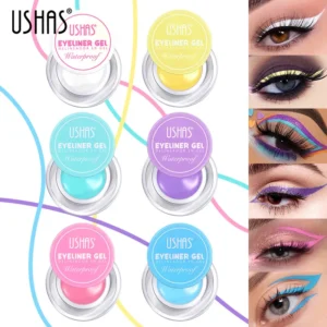 USHAS 6-Color Eyeliner Gel with Ultra Fine Brush for Brows & Eyes