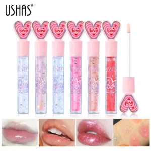 USHAS 6-Color Liquid Matte Lip Stain & Heart Mirror Glossy Lipstick