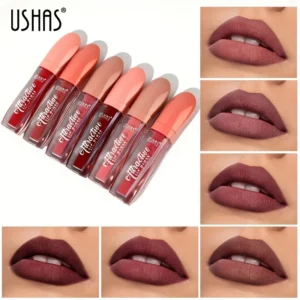 USHAS 6-Color Matte Liquid Lipstick - Long-Lasting & Waterproof