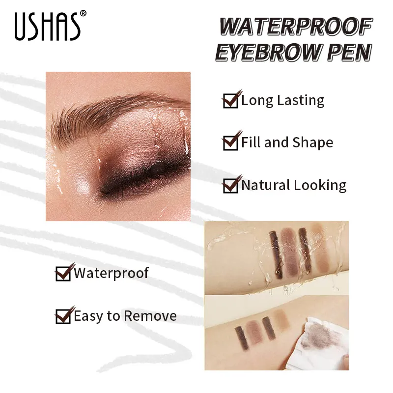 Waterproof Brow Pen and Gel Combo Long-Lasting EB026-MIX USHAS 5 ushas brow pen brow gel combo waterproof long lasting smudge proof non fading eb026 mix SPU815577276857 3963