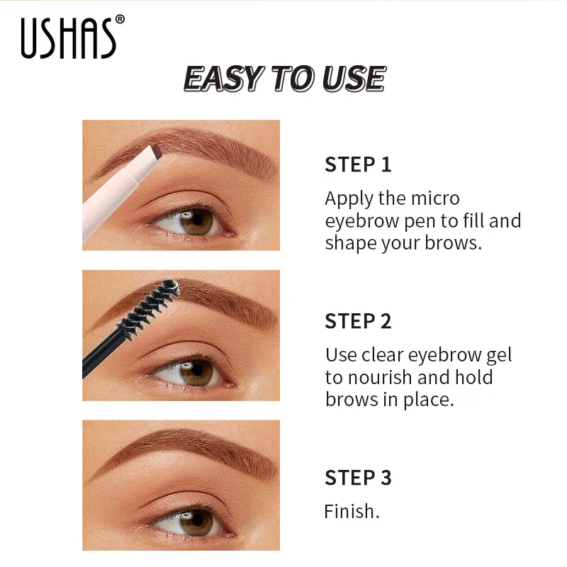 Waterproof Brow Pen and Gel Combo Long-Lasting EB026-MIX USHAS 7 ushas brow pen brow gel combo waterproof long lasting smudge proof non fading eb026 mix SPU815577276857 3965