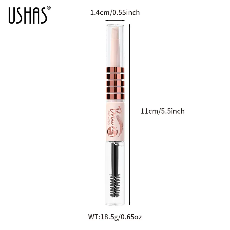 Waterproof Brow Pen and Gel Combo Long-Lasting EB026-MIX USHAS 8 ushas brow pen brow gel combo waterproof long lasting smudge proof non fading eb026 mix SPU815577276857 3966
