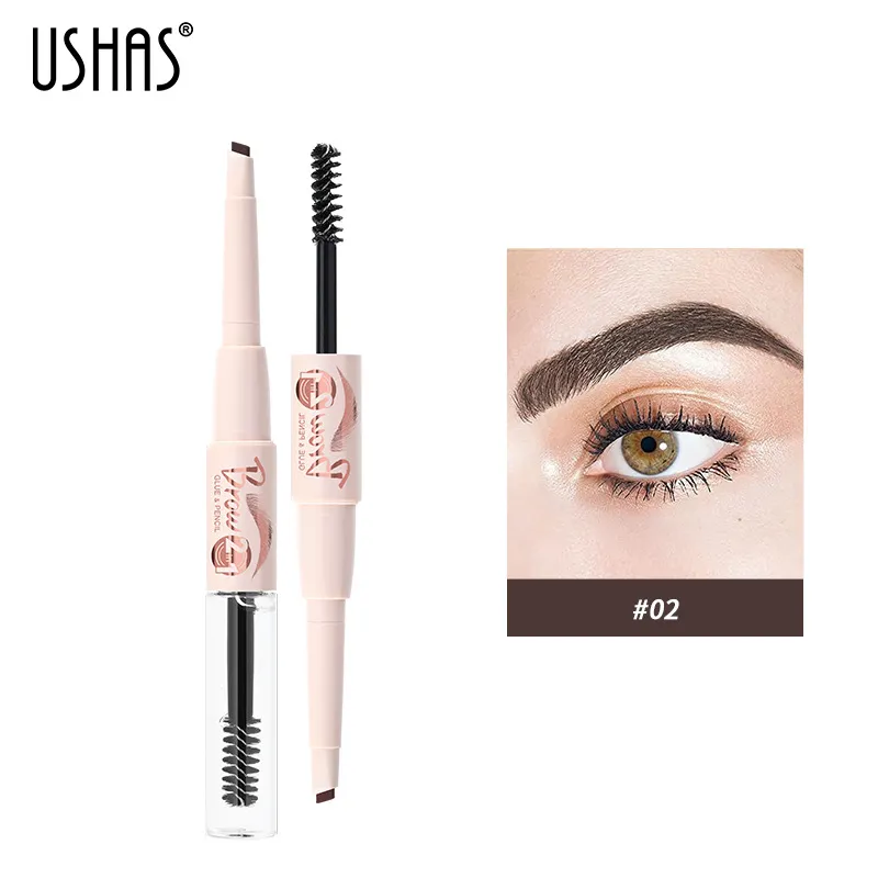 Waterproof Brow Pen and Gel Combo Long-Lasting EB026-MIX USHAS 9 ushas brow pen brow gel combo waterproof long lasting smudge proof non fading eb026 mix SPU815577276857 3967