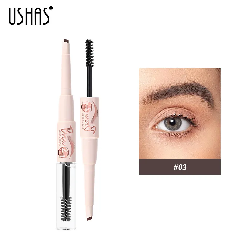 Waterproof Brow Pen and Gel Combo Long-Lasting EB026-MIX USHAS 10 ushas brow pen brow gel combo waterproof long lasting smudge proof non fading eb026 mix SPU815577276857 3968