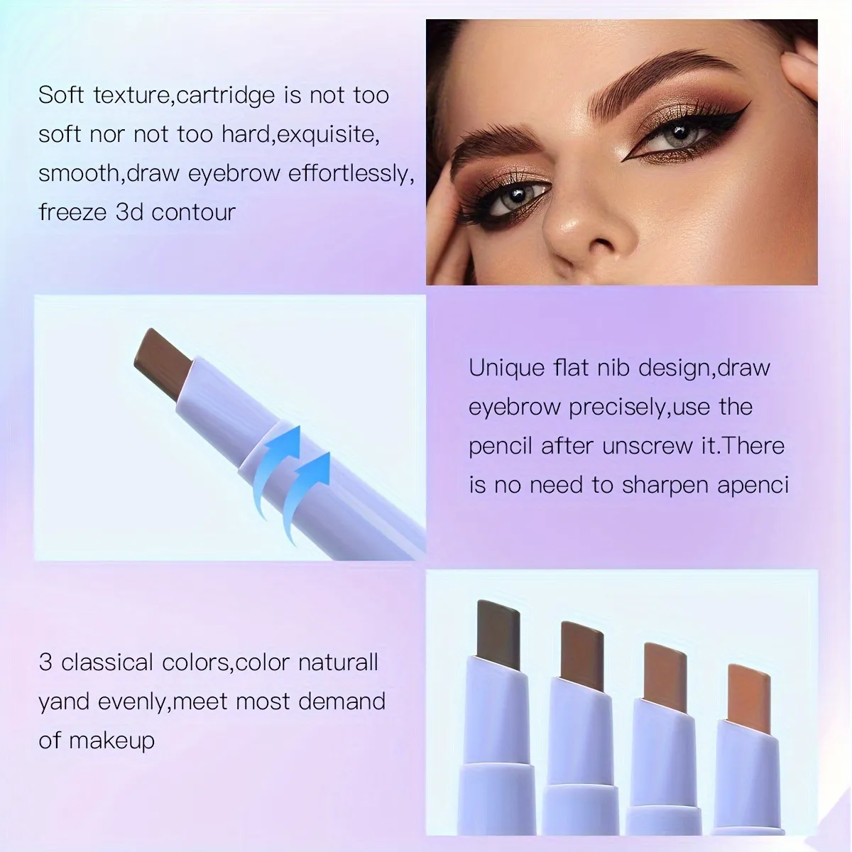Double-Ended Waterproof Brow Pen with Brush TP350F by USHAS 4 ushas brow pen double ended with brow brush waterproof smudge proof easy application tp350f SPU909330634705 7195