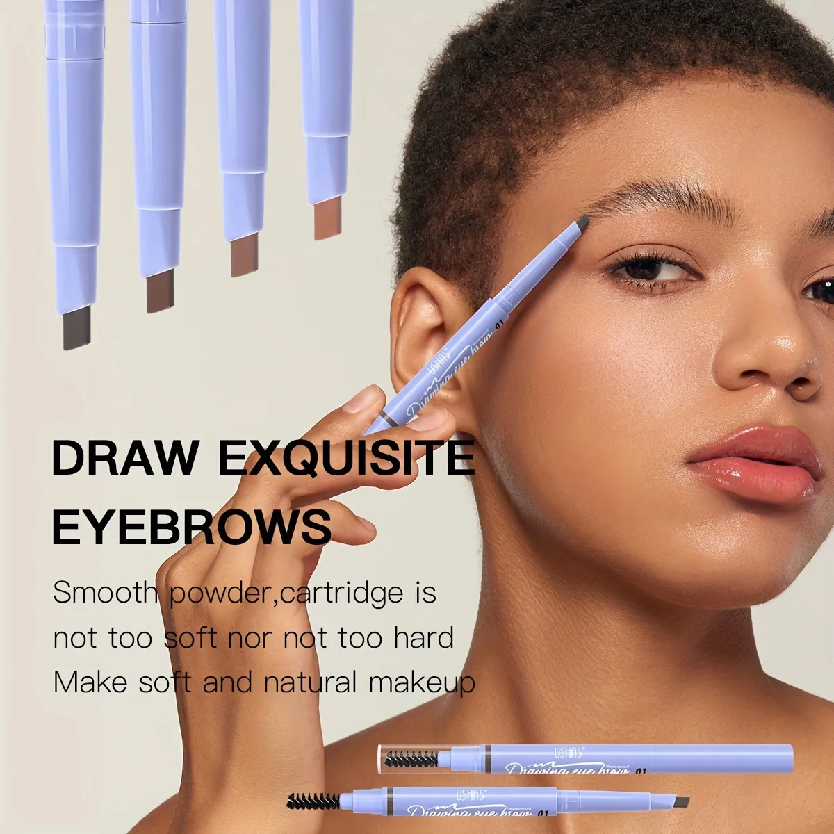Double-Ended Waterproof Brow Pen with Brush TP350F by USHAS 5 ushas brow pen double ended with brow brush waterproof smudge proof easy application tp350f SPU909330634705 7196