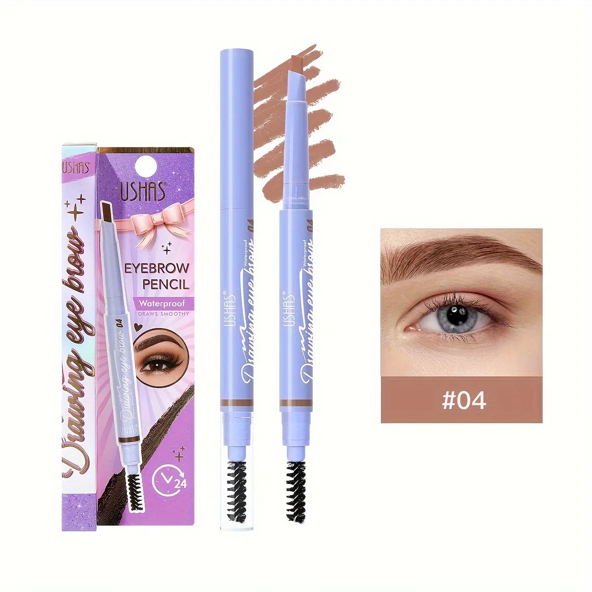 Double-Ended Waterproof Brow Pen with Brush TP350F by USHAS 12 ushas brow pen double ended with brow brush waterproof smudge proof easy application tp350f SPU909330634705 7203