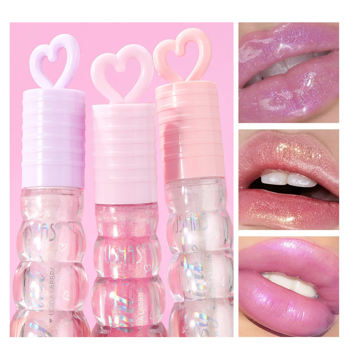 Glitter Pearl Lip Stain Waterproof & Hydrating Lip Oil UC084 USHAS 3 ushas glitter pearl lip stain waterproof moisturizing hydrating lip oil uc084 SPU946901719712 9615