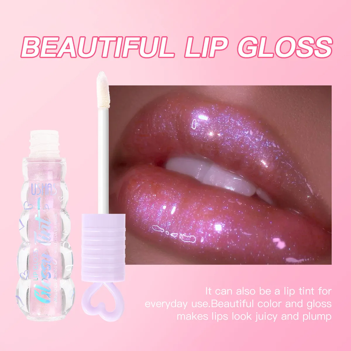 Glitter Pearl Lip Stain Waterproof & Hydrating Lip Oil UC084 USHAS 4 ushas glitter pearl lip stain waterproof moisturizing hydrating lip oil uc084 SPU946901719712 9616