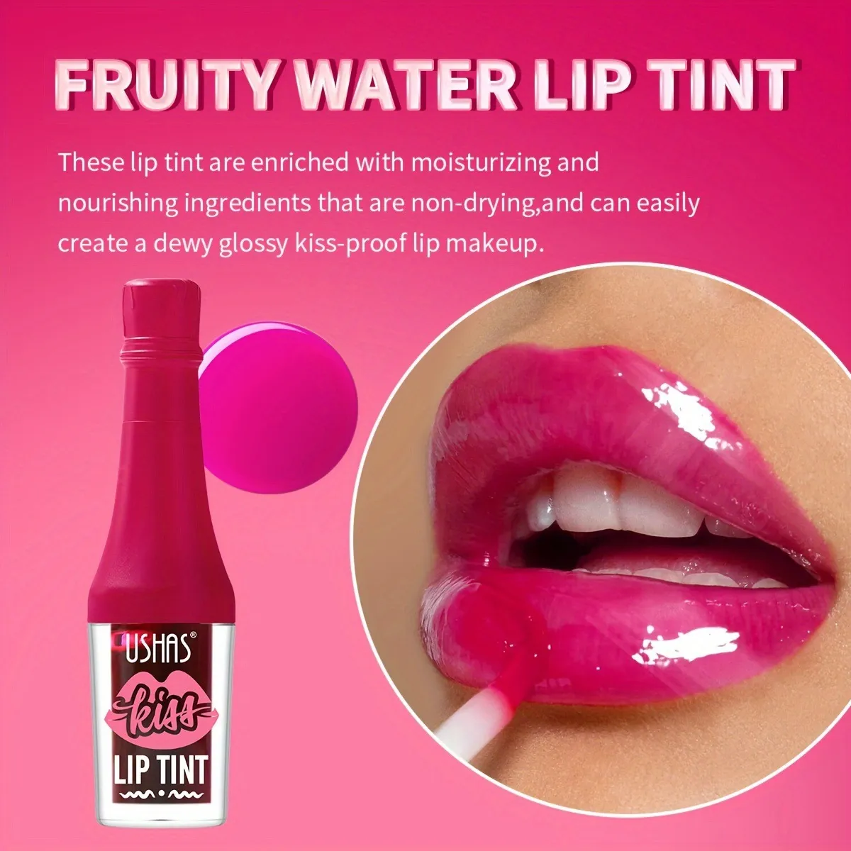 USHAS Long-Lasting Pigmented Smudge-Proof Lip Gloss LG2511 2 ushas lip gloss long lasting pigmented non fading lipstick lip stain smudge proof lg2511 SPU933439241433 8798