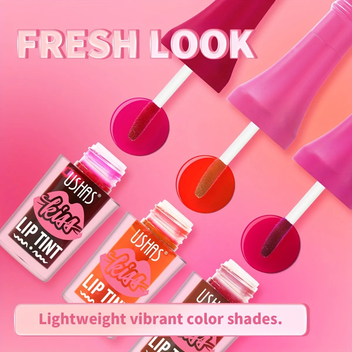 USHAS Long-Lasting Pigmented Smudge-Proof Lip Gloss LG2511 3 ushas lip gloss long lasting pigmented non fading lipstick lip stain smudge proof lg2511 SPU933439241433 8799