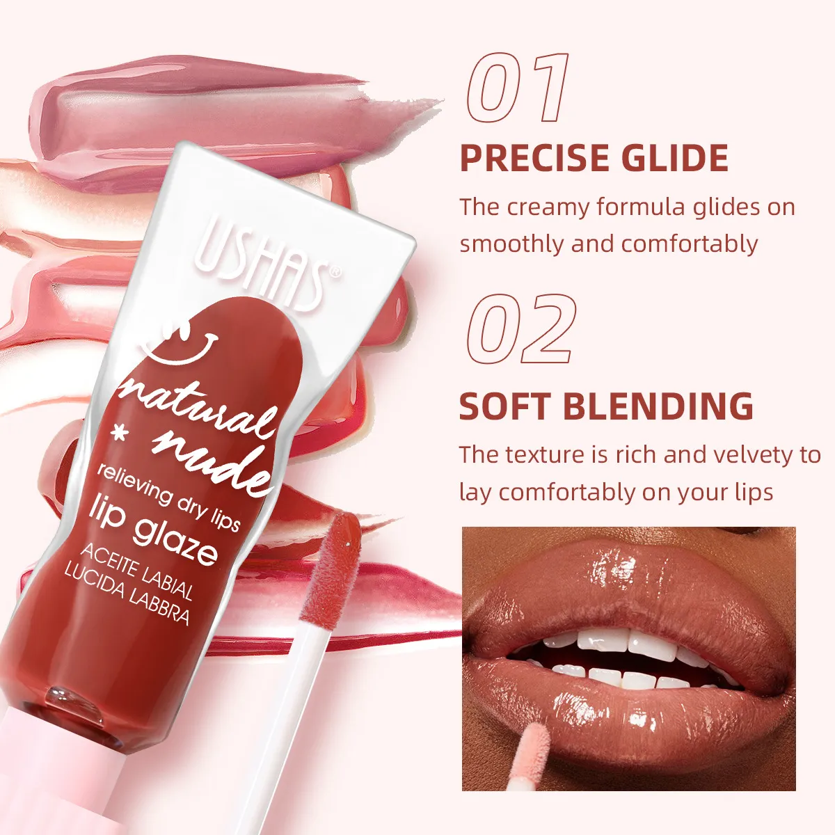 USHAS Lip Stain Moisturizing Long-Lasting Lip Gloss ULG004 3 ushas lip stain moisturizing hydrating long lasting brightening lip balm lip gloss ulg004 SPU968371168268 10746