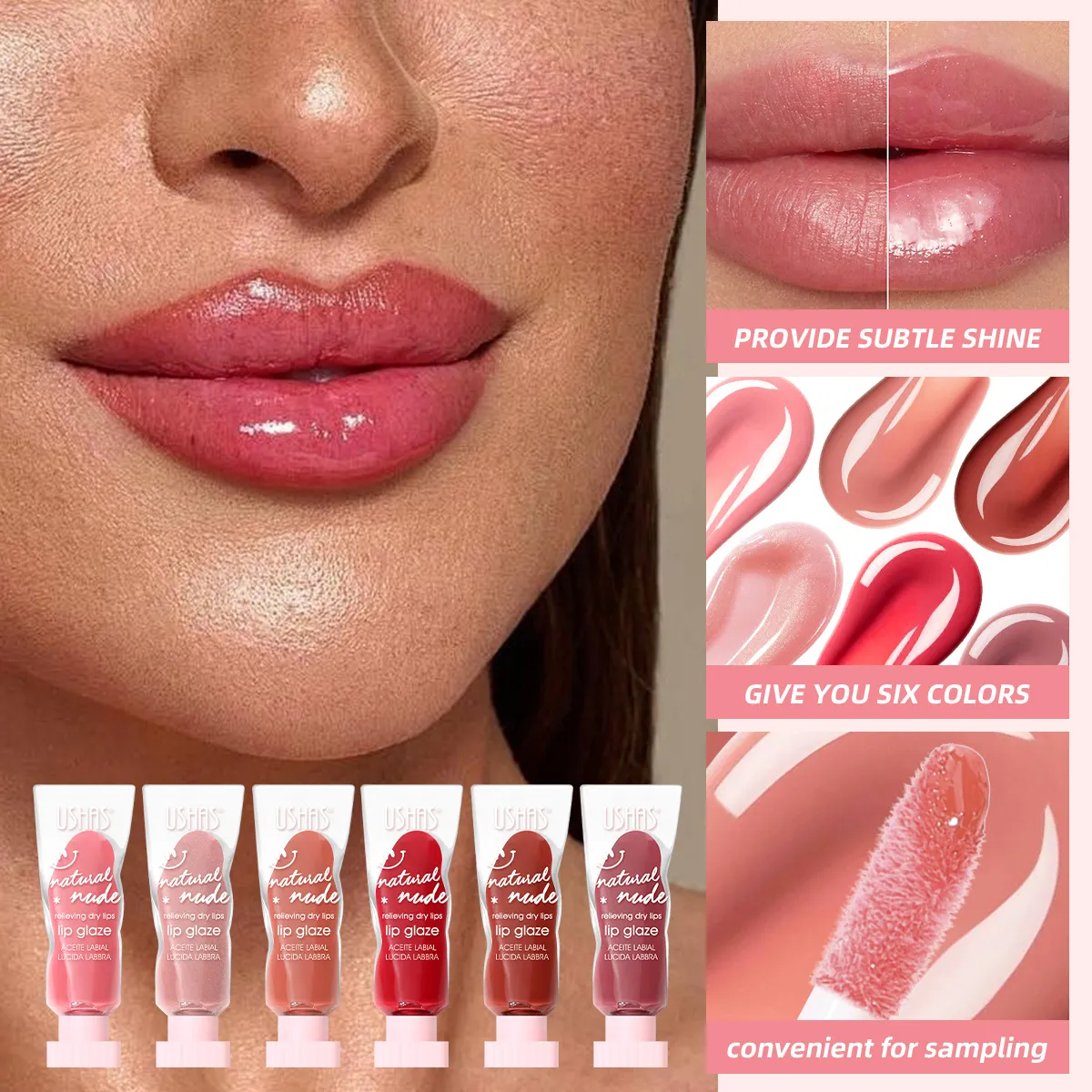 USHAS Lip Stain Moisturizing Long-Lasting Lip Gloss ULG004 4 ushas lip stain moisturizing hydrating long lasting brightening lip balm lip gloss ulg004 SPU968371168268 10747