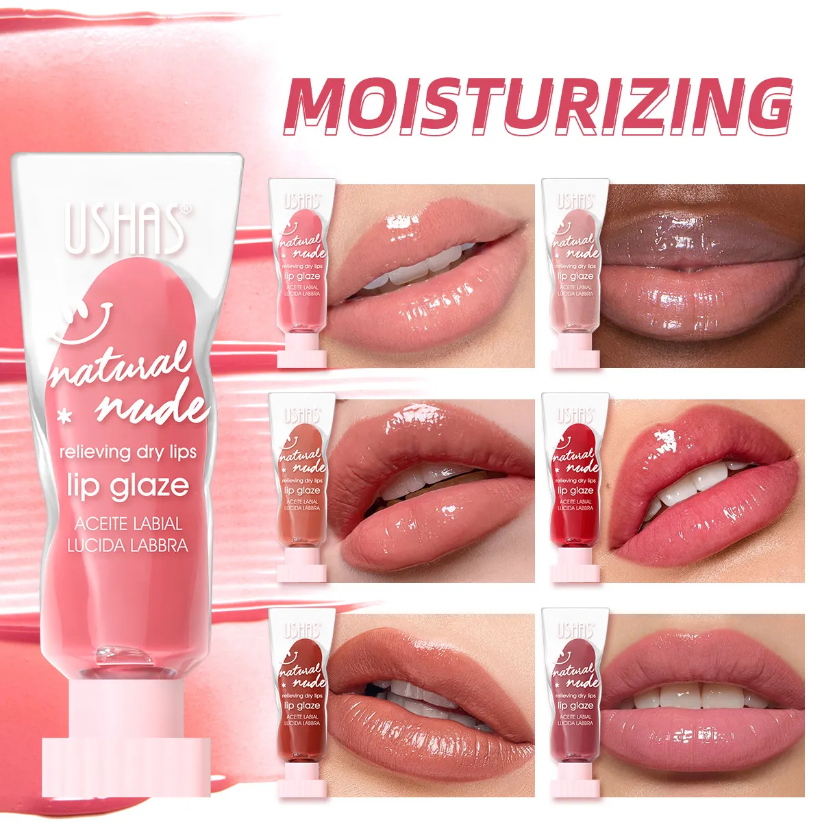 USHAS Lip Stain Moisturizing Long-Lasting Lip Gloss ULG004 5 ushas lip stain moisturizing hydrating long lasting brightening lip balm lip gloss ulg004 SPU968371168268 10748