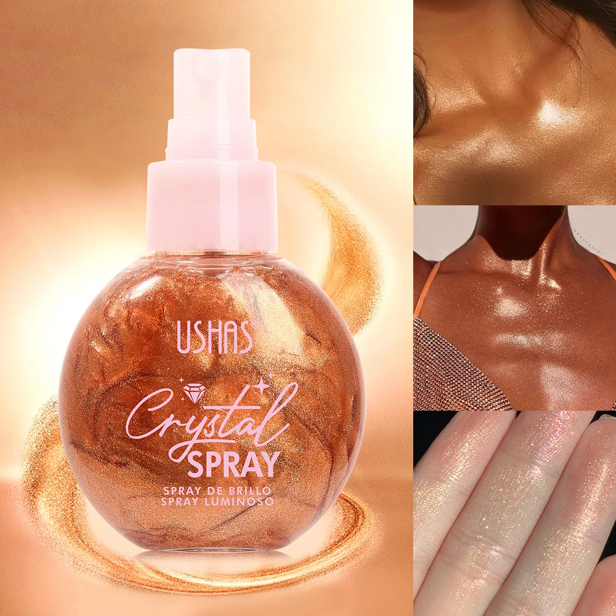 Liquid Highlighter Spray for Brightening and Moisturizing UC103A+B USHAS 3 ushas liquid highlighter brightening moisturizing contour highlighter spray uc103a b SPU934529088467 8960