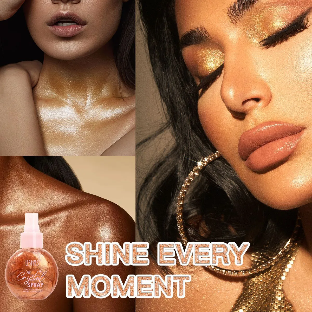 Liquid Highlighter Spray for Brightening and Moisturizing UC103A+B USHAS 5 ushas liquid highlighter brightening moisturizing contour highlighter spray uc103a b SPU934529088467 8962
