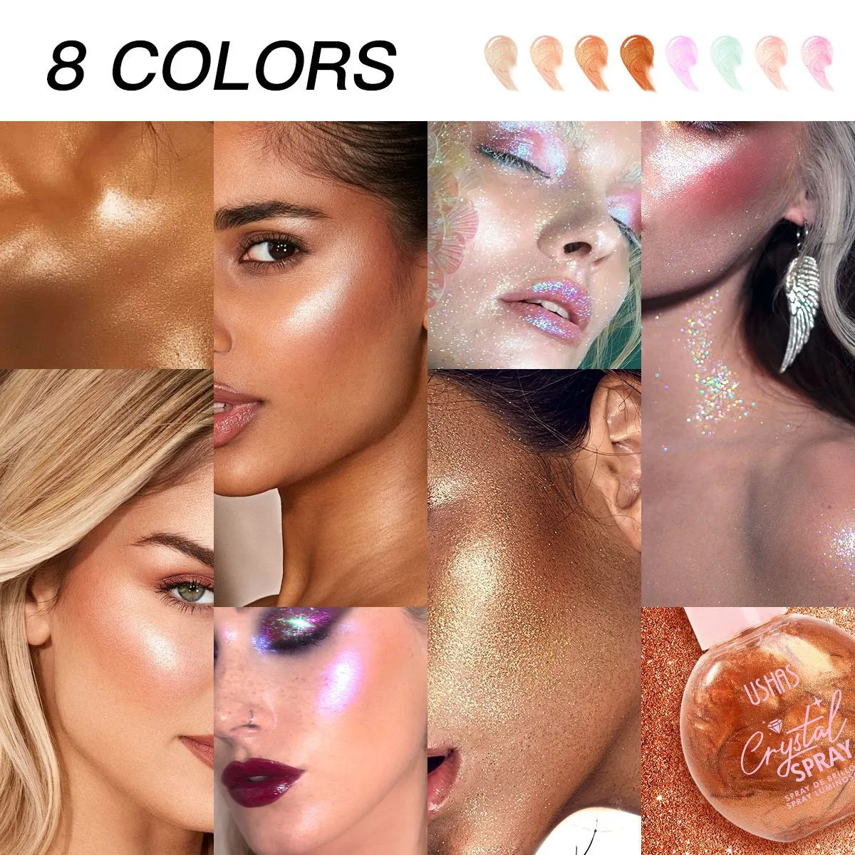 Liquid Highlighter Spray for Brightening and Moisturizing UC103A+B USHAS 8 ushas liquid highlighter brightening moisturizing contour highlighter spray uc103a b SPU934529088467 8965