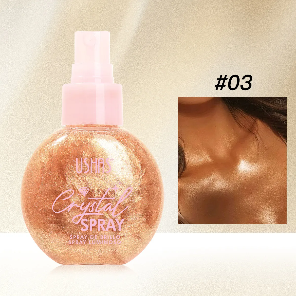 Liquid Highlighter Spray for Brightening and Moisturizing UC103A+B USHAS 15 ushas liquid highlighter brightening moisturizing contour highlighter spray uc103a b SPU934529088467 8972