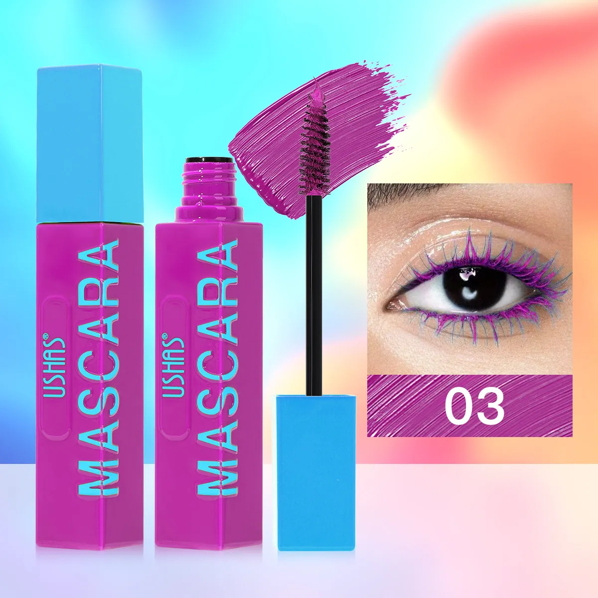 Volumizing Smudge-Proof Mascara for Lengthening UC035 - USHAS 3 ushas mascara volumizing lengthening natural 6 color smudge proof mascara uc035 SPU957943411134 10325