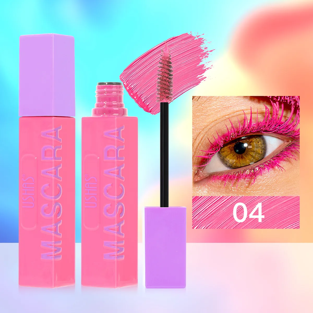 Volumizing Smudge-Proof Mascara for Lengthening UC035 - USHAS 4 ushas mascara volumizing lengthening natural 6 color smudge proof mascara uc035 SPU957943411134 10326