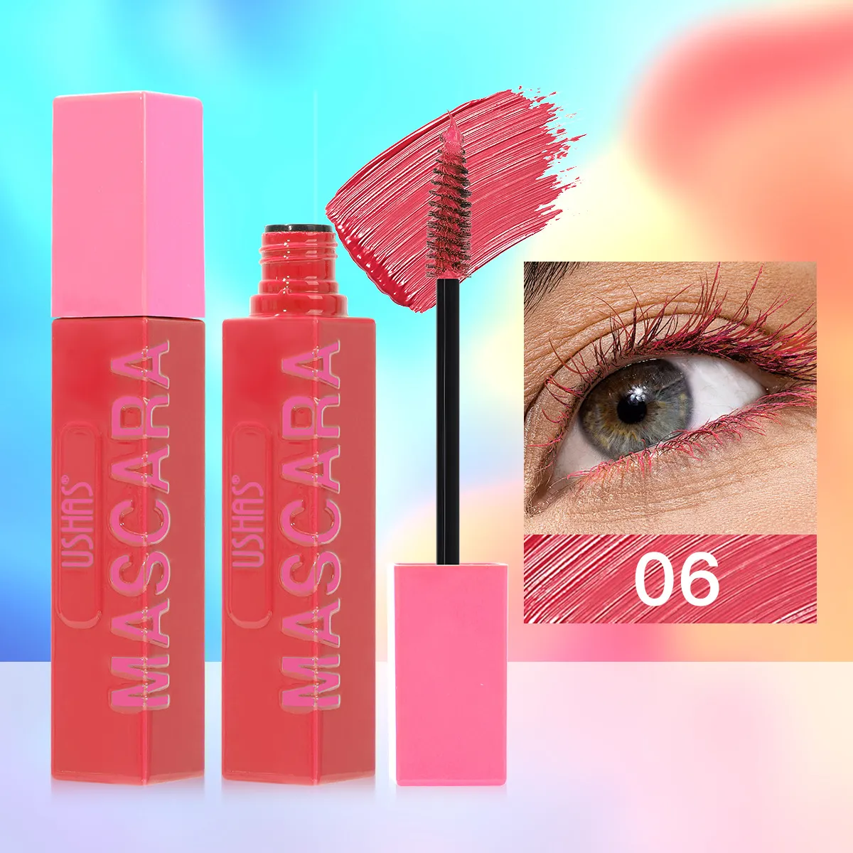 Volumizing Smudge-Proof Mascara for Lengthening UC035 - USHAS 6 ushas mascara volumizing lengthening natural 6 color smudge proof mascara uc035 SPU957943411134 10328