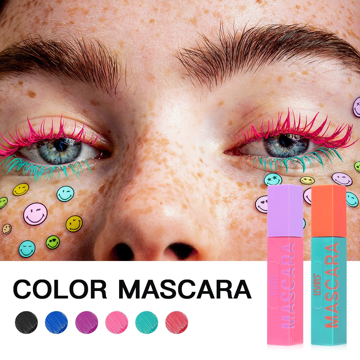 Volumizing Smudge-Proof Mascara for Lengthening UC035 - USHAS 9 ushas mascara volumizing lengthening natural 6 color smudge proof mascara uc035 SPU957943411134 10331