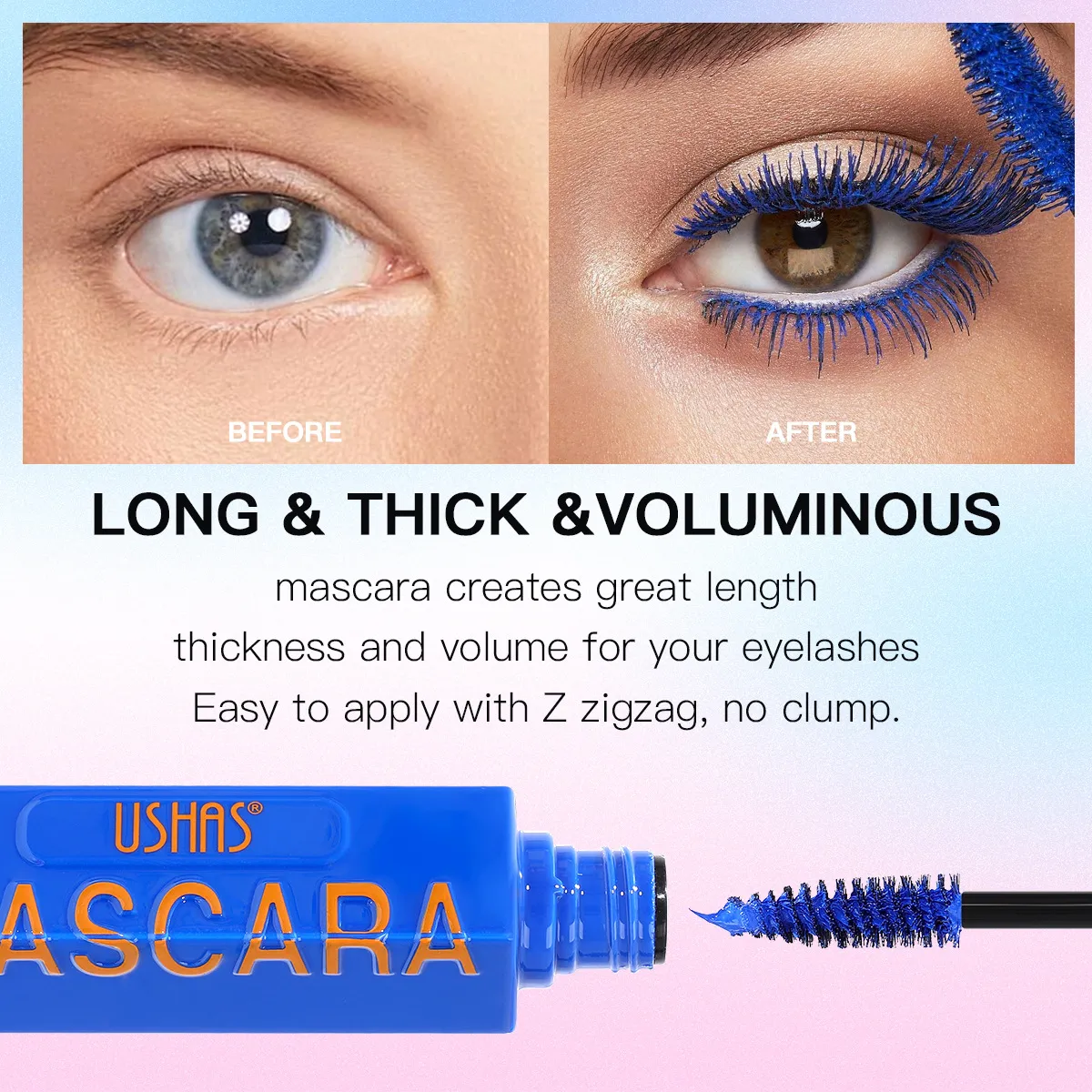Volumizing Smudge-Proof Mascara for Lengthening UC035 - USHAS 10 ushas mascara volumizing lengthening natural 6 color smudge proof mascara uc035 SPU957943411134 10332