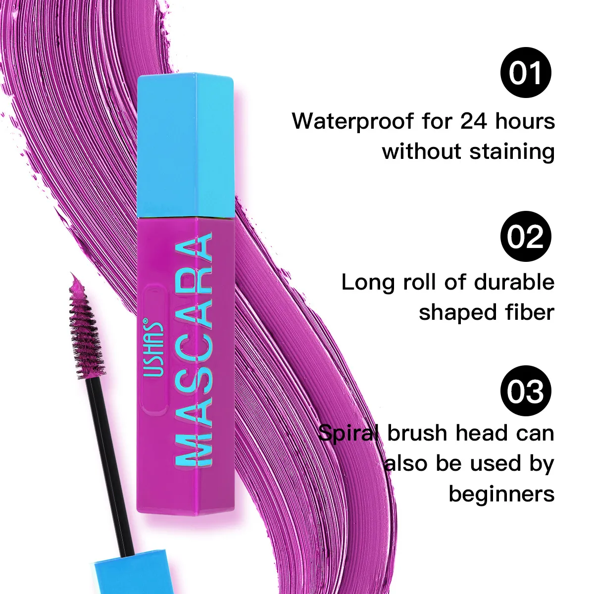 Volumizing Smudge-Proof Mascara for Lengthening UC035 - USHAS 11 ushas mascara volumizing lengthening natural 6 color smudge proof mascara uc035 SPU957943411134 10333
