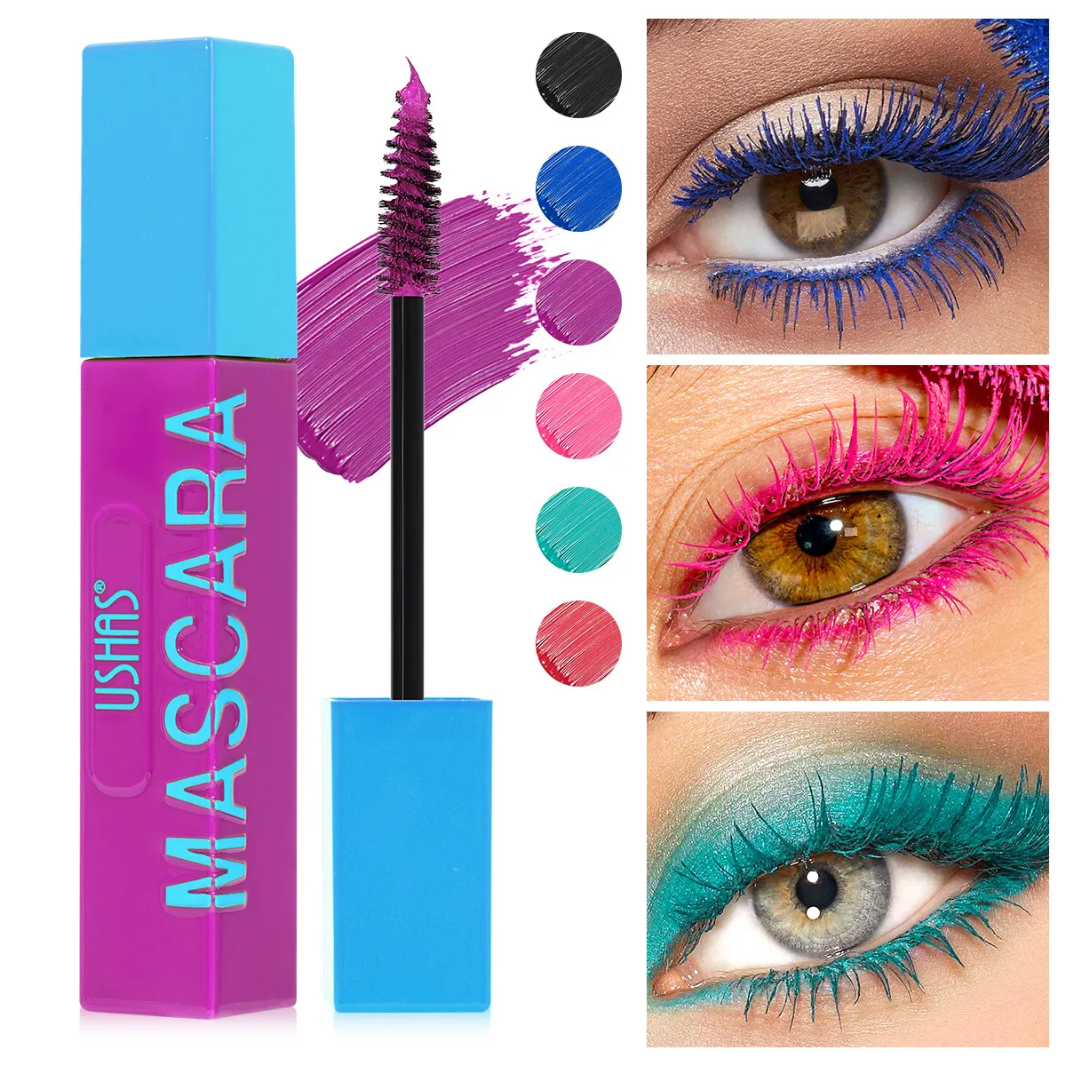 Volumizing Smudge-Proof Mascara for Lengthening UC035 - USHAS 16 ushas mascara volumizing lengthening natural 6 color smudge proof mascara uc035 SPU957943411134 10338