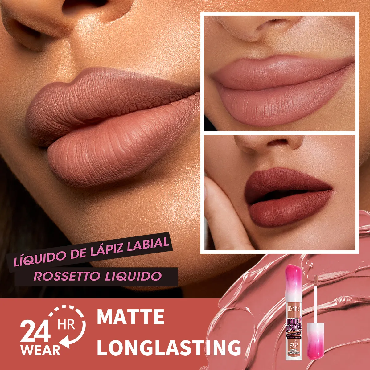 USHAS Moisturizing Matte Liquid Lipstick - Smudge-Proof Waterproof Lip Stain 3 ushas moisturizing smudge proof liquid waterproof lipstick 12 colors lip gloss matte lip stain wholesale SPU890766031039 6776