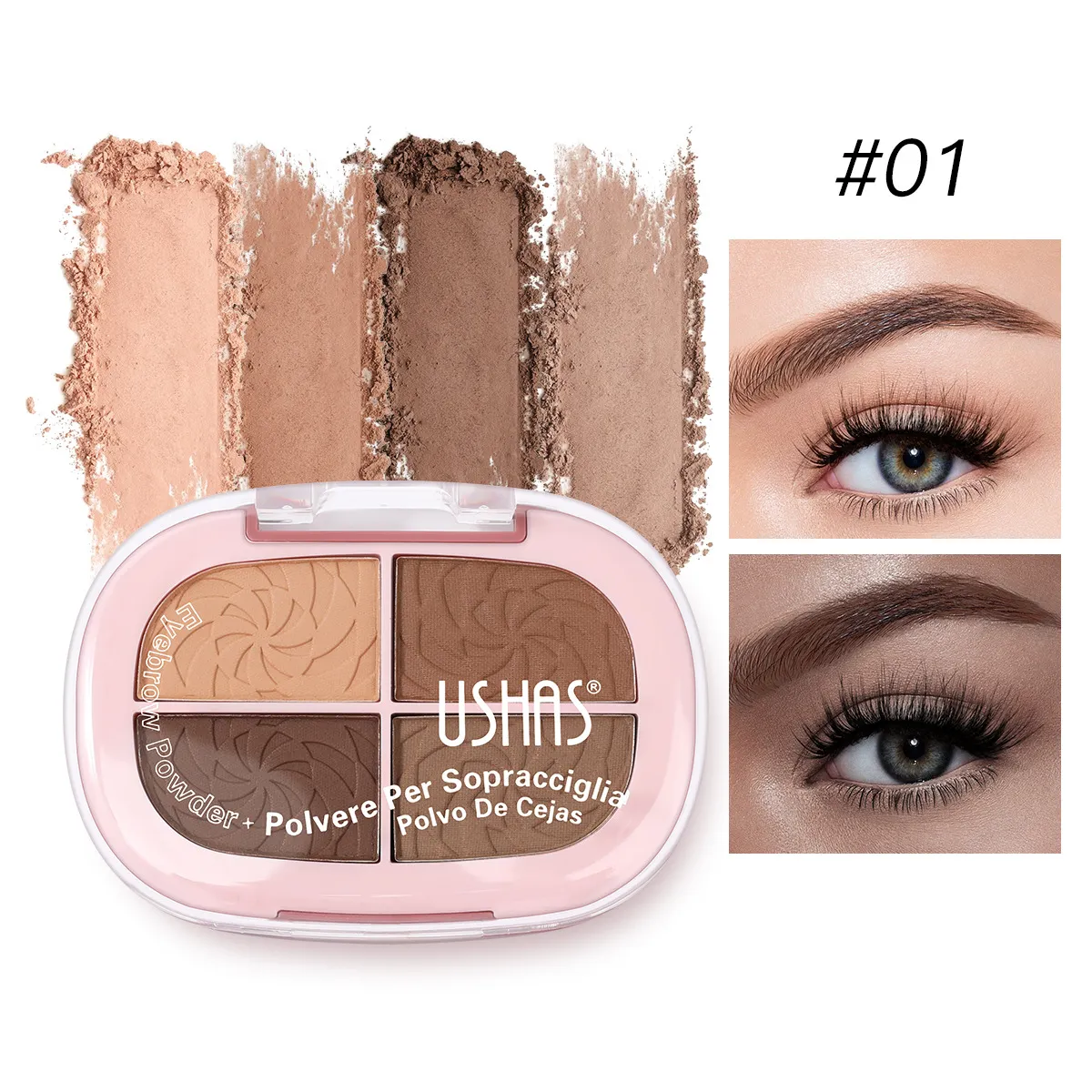 USHAS Natural Contour 4-Compartment Brow Powder UF100 1 ushas natural contour fine 4 compartment brow powder uf100 SPU947634413760 10029