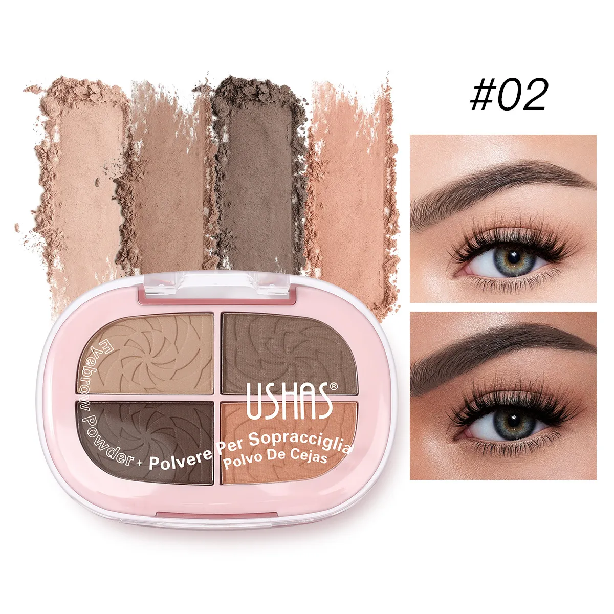 USHAS Natural Contour 4-Compartment Brow Powder UF100 2 ushas natural contour fine 4 compartment brow powder uf100 SPU947634413760 10030