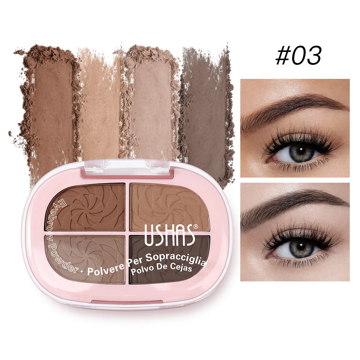 USHAS Natural Contour 4-Compartment Brow Powder UF100 3 ushas natural contour fine 4 compartment brow powder uf100 SPU947634413760 10031