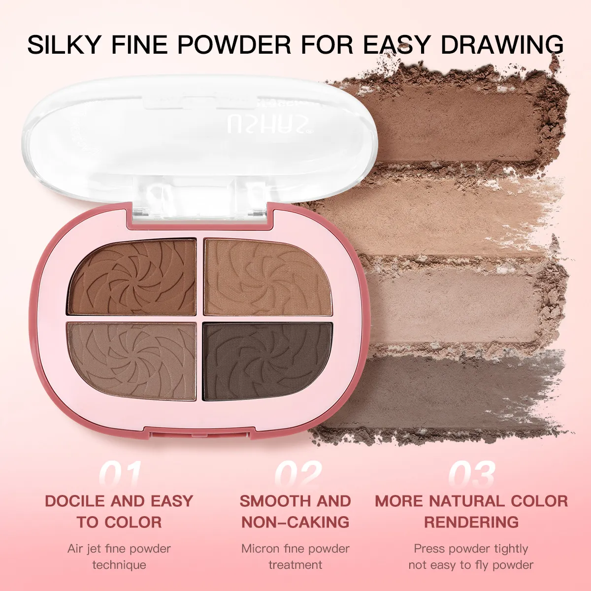 USHAS Natural Contour 4-Compartment Brow Powder UF100 7 ushas natural contour fine 4 compartment brow powder uf100 SPU947634413760 10035