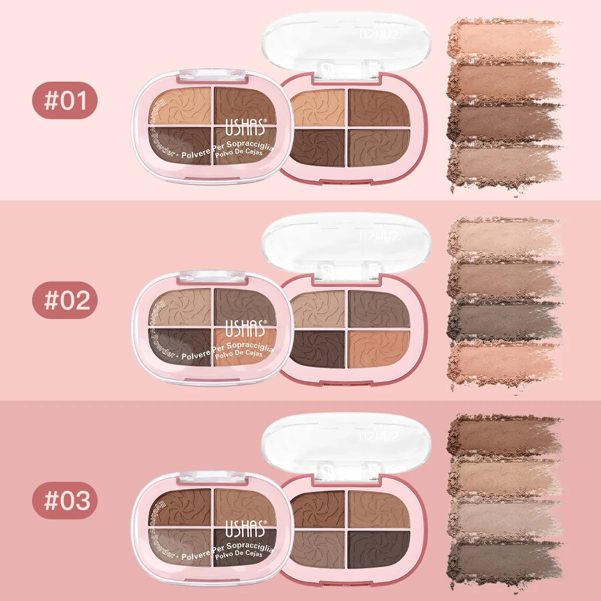 USHAS Natural Contour 4-Compartment Brow Powder UF100 9 ushas natural contour fine 4 compartment brow powder uf100 SPU947634413760 10037