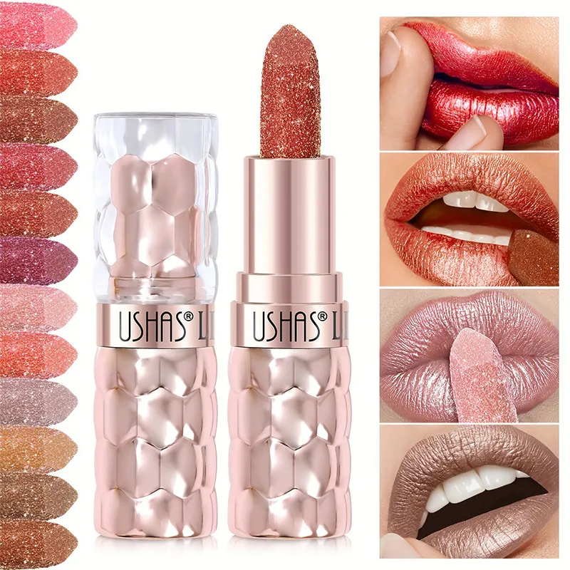 Pearl Shimmer Lipstick Waterproof Long-Lasting UC012A+B USHAS 1 ushas pearl lipstick waterproof smudge proof long lasting moisturizing fine shimmer lipstick uc012a b SPU842210325630 5181