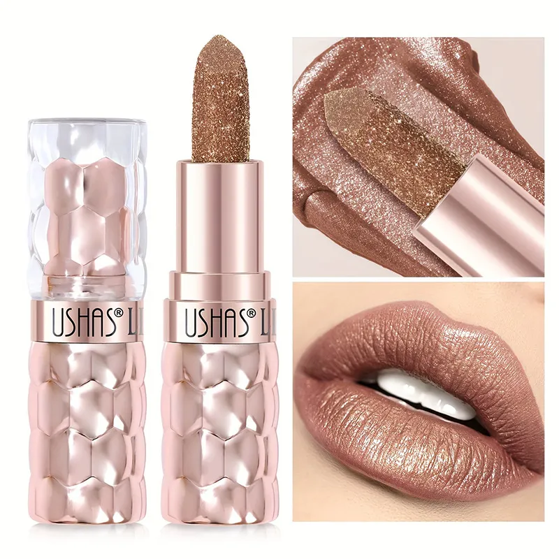Pearl Shimmer Lipstick Waterproof Long-Lasting UC012A+B USHAS 2 ushas pearl lipstick waterproof smudge proof long lasting moisturizing fine shimmer lipstick uc012a b SPU842210325630 5182
