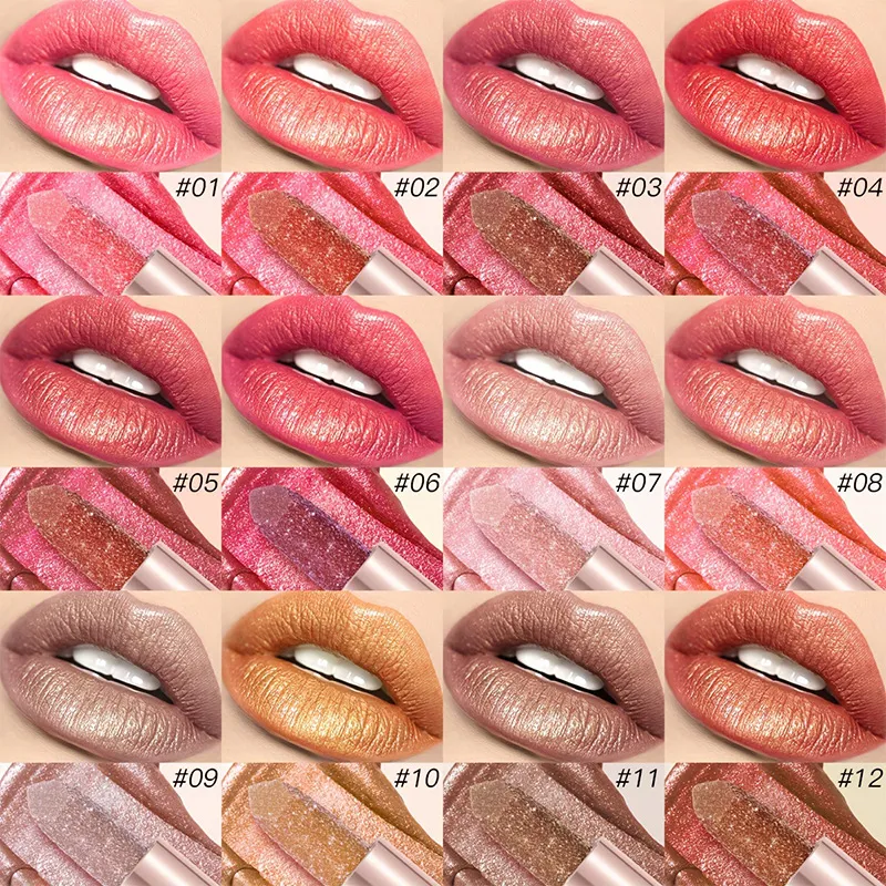 Pearl Shimmer Lipstick Waterproof Long-Lasting UC012A+B USHAS 3 ushas pearl lipstick waterproof smudge proof long lasting moisturizing fine shimmer lipstick uc012a b SPU842210325630 5183