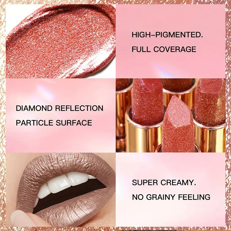 Pearl Shimmer Lipstick Waterproof Long-Lasting UC012A+B USHAS 5 ushas pearl lipstick waterproof smudge proof long lasting moisturizing fine shimmer lipstick uc012a b SPU842210325630 5185