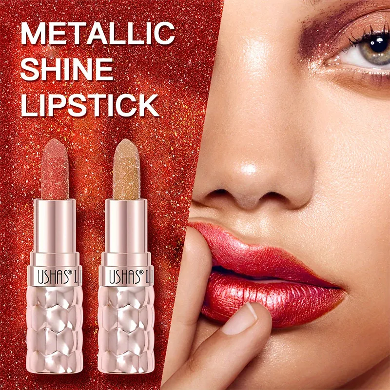 Pearl Shimmer Lipstick Waterproof Long-Lasting UC012A+B USHAS 8 ushas pearl lipstick waterproof smudge proof long lasting moisturizing fine shimmer lipstick uc012a b SPU842210325630 5188