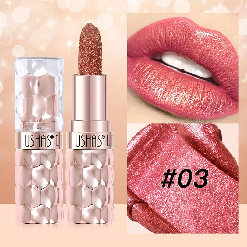 Pearl Shimmer Lipstick Waterproof Long-Lasting UC012A+B USHAS 13 ushas pearl lipstick waterproof smudge proof long lasting moisturizing fine shimmer lipstick uc012a b SPU842210325630 5193