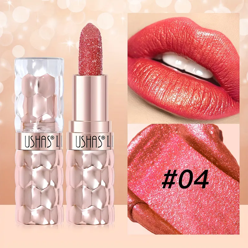 Pearl Shimmer Lipstick Waterproof Long-Lasting UC012A+B USHAS 14 ushas pearl lipstick waterproof smudge proof long lasting moisturizing fine shimmer lipstick uc012a b SPU842210325630 5194