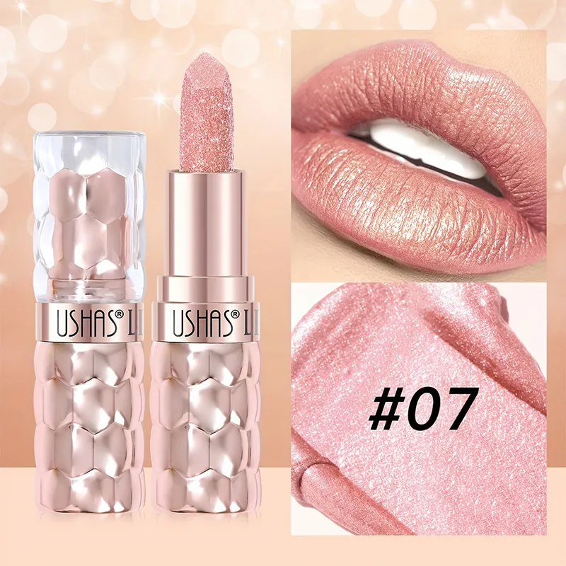 Pearl Shimmer Lipstick Waterproof Long-Lasting UC012A+B USHAS 17 ushas pearl lipstick waterproof smudge proof long lasting moisturizing fine shimmer lipstick uc012a b SPU842210325630 5197