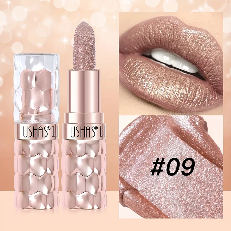 Pearl Shimmer Lipstick Waterproof Long-Lasting UC012A+B USHAS 19 ushas pearl lipstick waterproof smudge proof long lasting moisturizing fine shimmer lipstick uc012a b SPU842210325630 5199