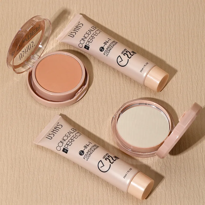 USHAS Powder + Foundation Combo Set Waterproof & Brightening Skin Tone 7 ushas powder foundation combo set waterproof non fading brightening skin tone SPU737641104634 1573